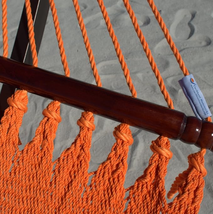Double Caribbean Hammock - Soft-Spun Polyester - 48 inch (Orange)
