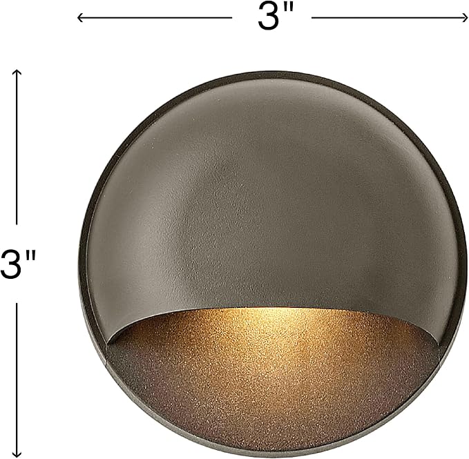 Hinkley Landscape Lighting Nuvi 15232BZ Round Low-Voltage LED Deck Sconce, Solid Vinyl Alloy, Dimmable, Mounts Flush on Surface, Bronze | Low Voltage, Vinyl Alloy, Integrated LED, Flush Mount Surface Light, Wiring Kit, ADA Compliant, Coastal Outdoor St...