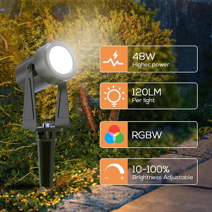 SUNTHIN Outdoor RGBW Landscape Lighting with Remote, Dusk to Dawn, 16 Pack | Color Changing Outdoor LED Yard Lighting with Remote, IP65 Waterproof Landscape Ground Lights for Garden, Trees & Pathway