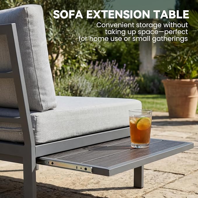 Outdoor Conversation Furniture Set, Patio Sectional Sofa Set, Outdoor Couch Sectional, Outside Sets, Patio Furniture Sets for Backyard, Garden, Lawn, Poolside, Grey
