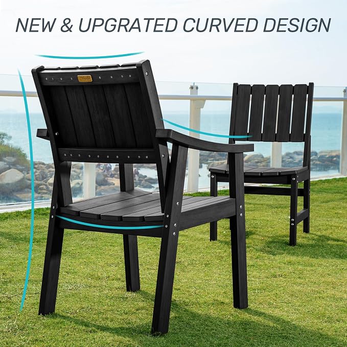 ZHUSI Outdoor Dining Set for 6 HDPE (Black, 2 Chairs)