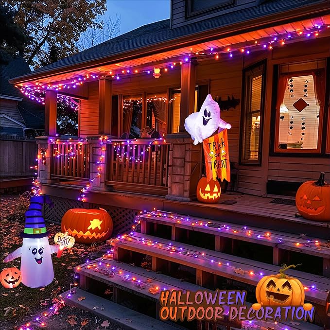 JMEXSUSS 600 LED Halloween Lights Outdoor, Orange Purple Halloween Lights | Orange and Purple String Lights Indoor Plug in Clear Wire for Halloween Tree Fireplace Garden Patio House Car Party Decor
