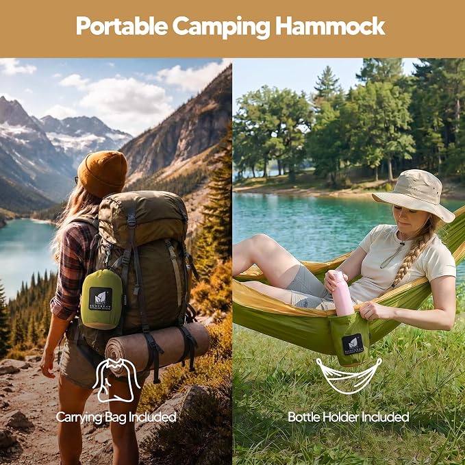 SUNCREAT Hammocks Portable Camping Hammocks with Straps, Hanging Tree Hammock, Green