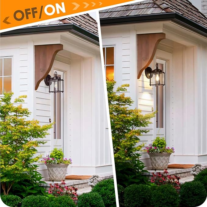 MATAMEYE Outdoor Wall Lantern, Exterior Dark Chocolate Waterproof Wall Sconce Lighting Fixture, Front Door Wall Lamp with Clear Beveled Glass, 2 Pack