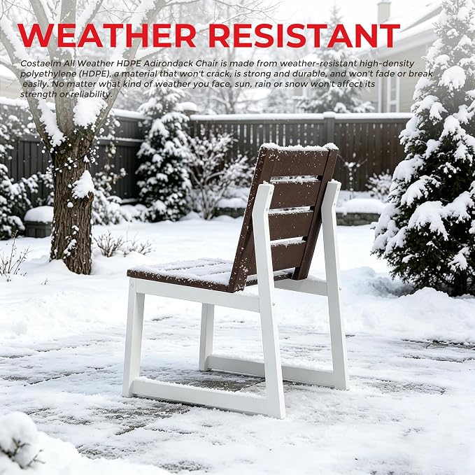 Costaelm Stinson Outdoor Patio HDPE Dining Side Chair, Dark Brown