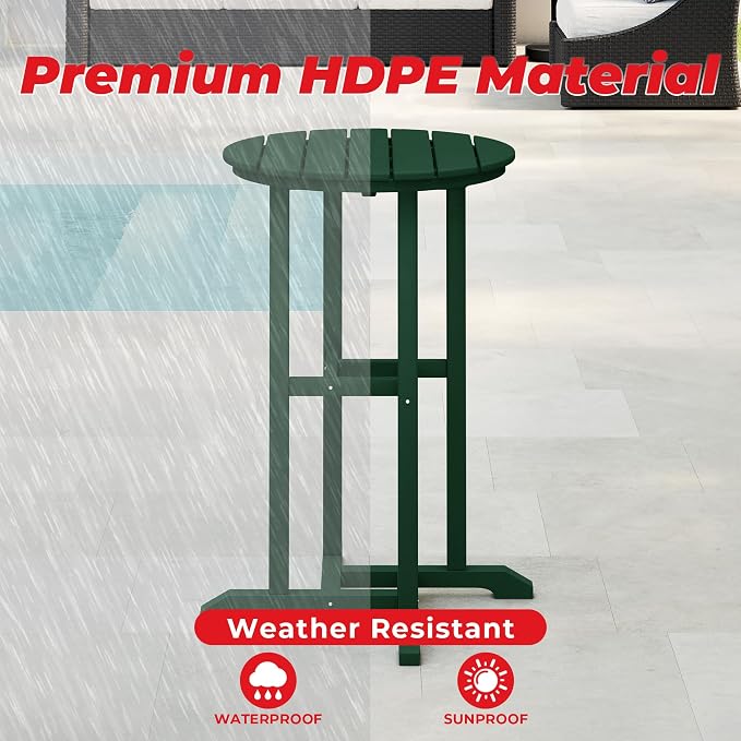 Costaelm Outdoor Bar Table, 37" Counter Height Round Patio Cocktail Bar Table, Patio Bar Table Bistro Dining Table Pub Table for Front Porch Deck, Backyard, Garden, Dark Green