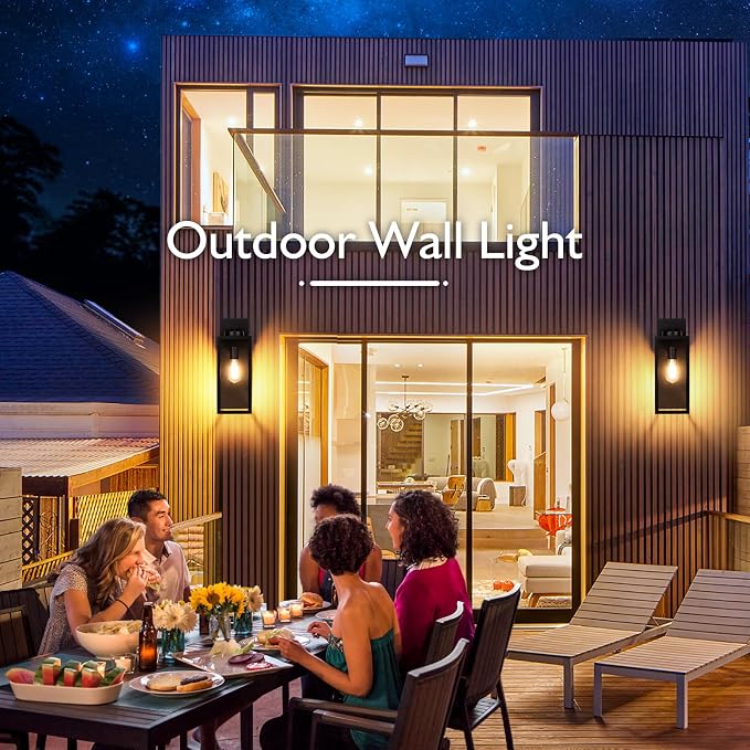 BesLowe 15” Large Outdoor Wall Light Fixture, Exterior Porch Sconce, Black | Waterproof, Rust-Resistant, Durable Metal with Clear Glass, Standard E26 Socket, Easy to Install
