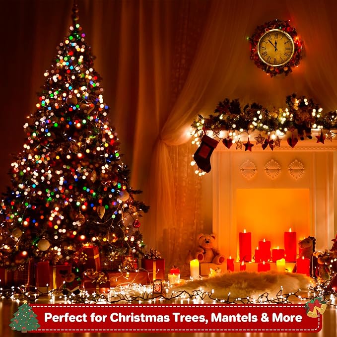264ft 800 LED Christmas Tree String Lights Outdoor Fairy Lights Plug in, Expandable Green Wire Clear Bulbs Mini Lights 8 Modes, Xmas Wedding Party Decoration (Multicolor)