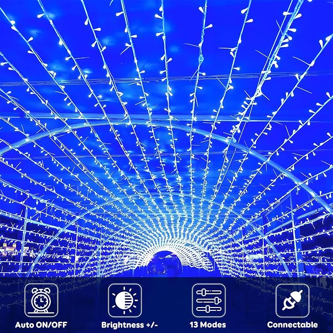 88FT 240LED Extra-Long Connectable String Lights Indoor Outdoor Clear Wire, Blue Christmas String Lights, Plug in Twinkle Fairy Light with Timer for Wedding Patio Tree Yard Christmas Decorations