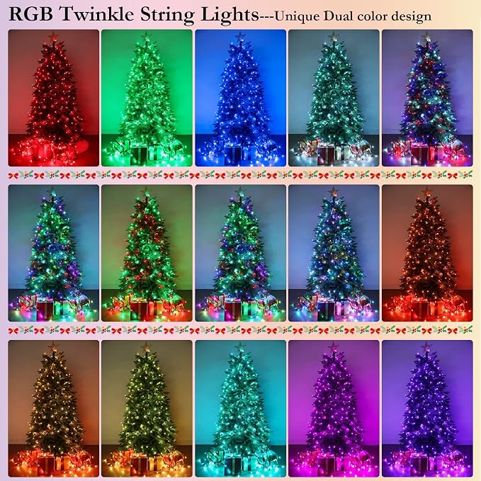 Joomer Christmas String Lights - 164FT 500LED Plug-in RGB String Lights | with Remote, Waterproof Outdoor Indoor with Timer Memory Function for Tree, Yard, Christmas Decor (Non-Connectable)
