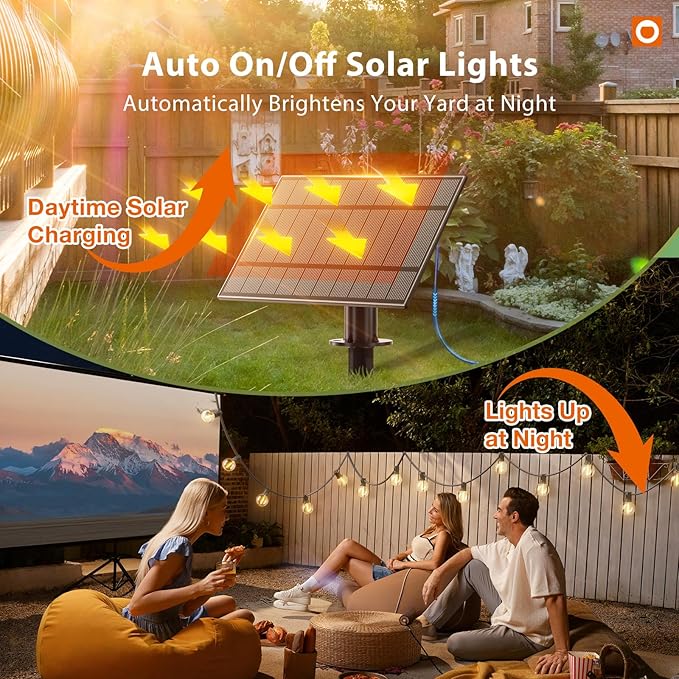 addlon 50FT Solar String Lights Outdoor Waterproof with Remote, Solar Patio | G40 Globe Solar Light with 27 LED Shatterproof Bulbs, 3 Modes, Dimmable Hanging for Outside Backyard Party