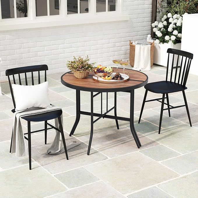 Giantex Half Round Folding Table, Half Moon Dining Table with Heavy-Duty Metal Frame, Portable Space-Saving Semi-Circle Bistro Table for Banquet Event Patio Garden Entryway (2)