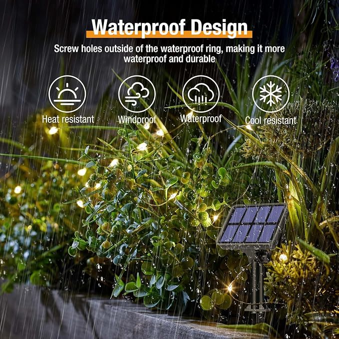 btfarm 4 Pack Solar String Lights Outdoor - 320LED 132FT Solar Fairy Lights Outside Waterproof 8 Modes, Copper Wire Solar Powered Twinkling Lights for Tree Garden Christmas Wedding Party Decoration