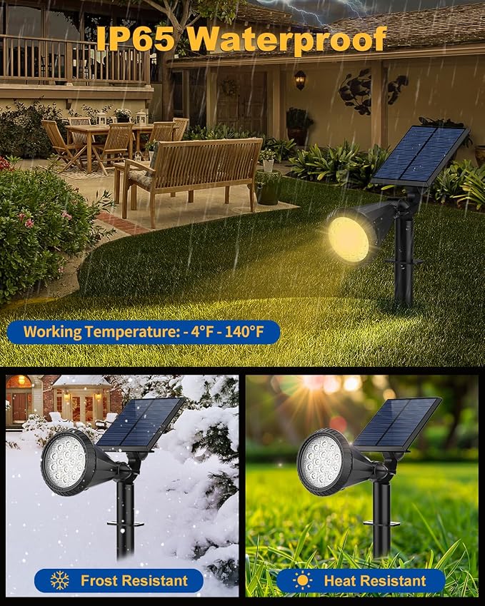 Solar Spot Lights Outdoor, 10 Pack Outdoor Solar Lights for Yard, 4 Lighting Mode Solar Landscape Spotlights with Auto On/Off, 2-in-1 Waterproof Wall Lights for Garden, Walkway (Warm White)