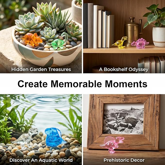 Mini Dinosaur Figurines, Resin Mini Animals Bulk, Tiny Dinosaur Statues for Desk Decor, Party Favors, Collectible Decorations & Treasure Hunt Games (60pcs)