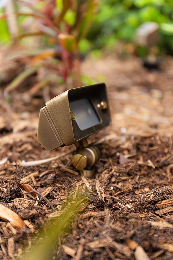VOLT Gentle Splash Cast Brass 12V Flood Light (Bronze) | Lamp Ready, Low Voltage, Three Lenses Included, Ideal for Soft Illumination of Outdoor Wall Garden or Yard
