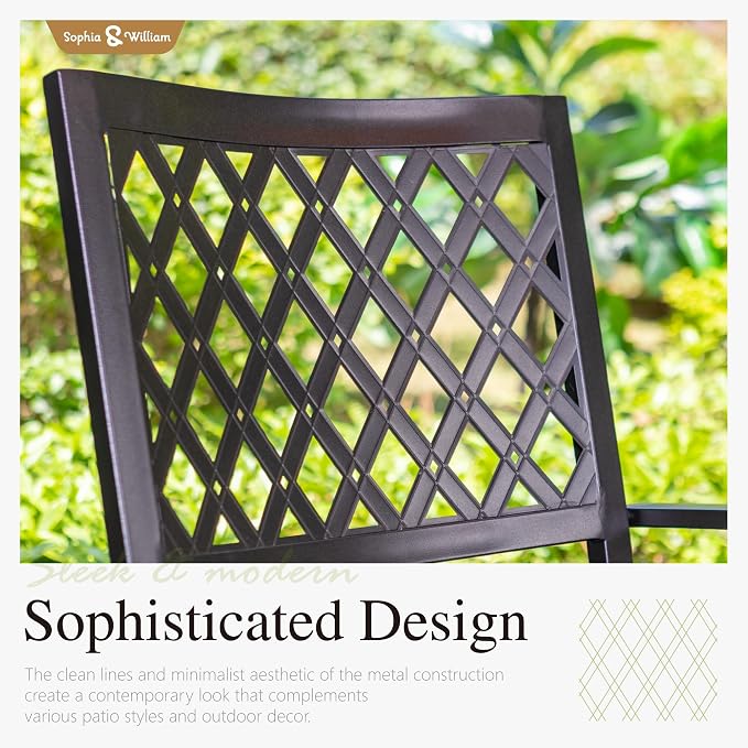 Sophia & William Patio Table and Chairs Set, Outdoor Dining Set for 8, 9 Piece Metal Patio Furniture, 99" Expandable Black Rectangular Table(Diamond)