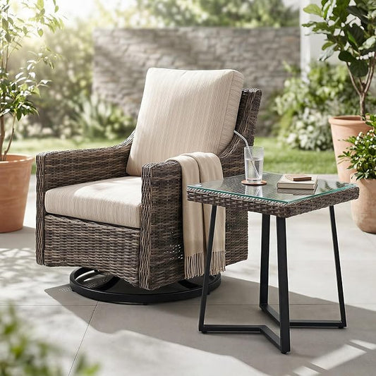 Wicker Patio Conversation Set, Outdoor Patio Furniture Set with Deep Seating, Wide Armrests & Thick Cushions, All-Weather Outdoor Furniture Set for Patio, Porch, Deck & Backyard