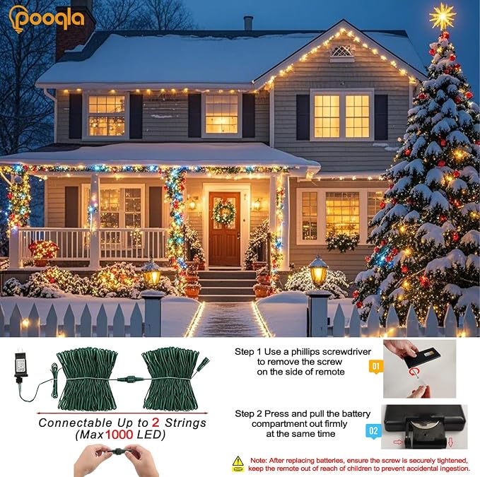 500 LED Color Changing Christmas String Lights with Remote, 164 ft | Green Wire 35 Colors Halloween Lights Plug in with Timer, Connectable RGB String Lights Indoor Bedroom Party Christmas Decor