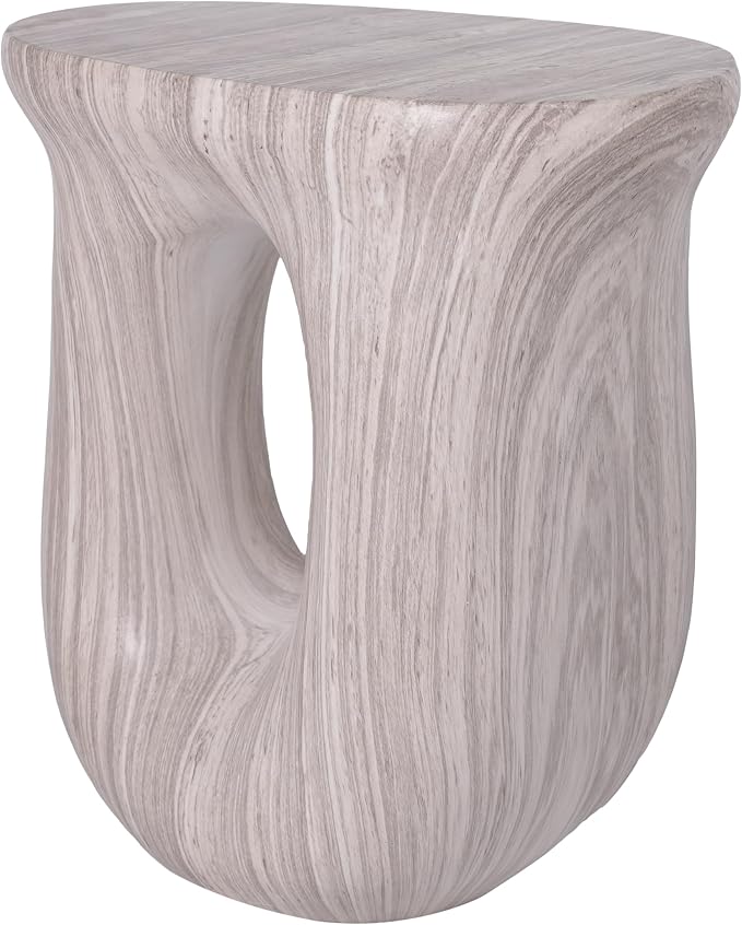 Christopher Knight Home 18.9 Inch Modern U Shaped Accent Table, Sculptural MGO Stone Look Side Table for Indoor Outdoor Garden Balcony Living Room Entryway Bedroom