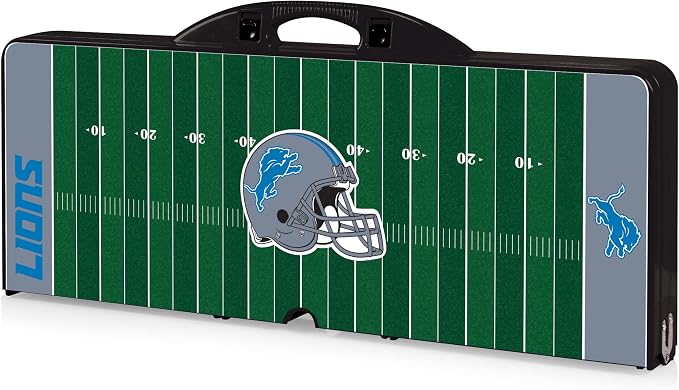 Detroit Lions – Picnic Table Portable Folding Table with Seats, (Black)