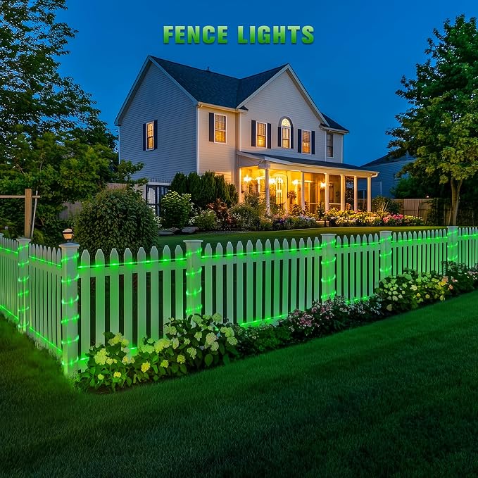 JMEXSUSS 2 * 200 LED Green Solar Rope Lights, 66ft IP 65 Waterproof Solar String Light Outdoor, 8 Modes Christmas Lights for Camp Trampoline Ladder Slide Tent (Pack of 2)