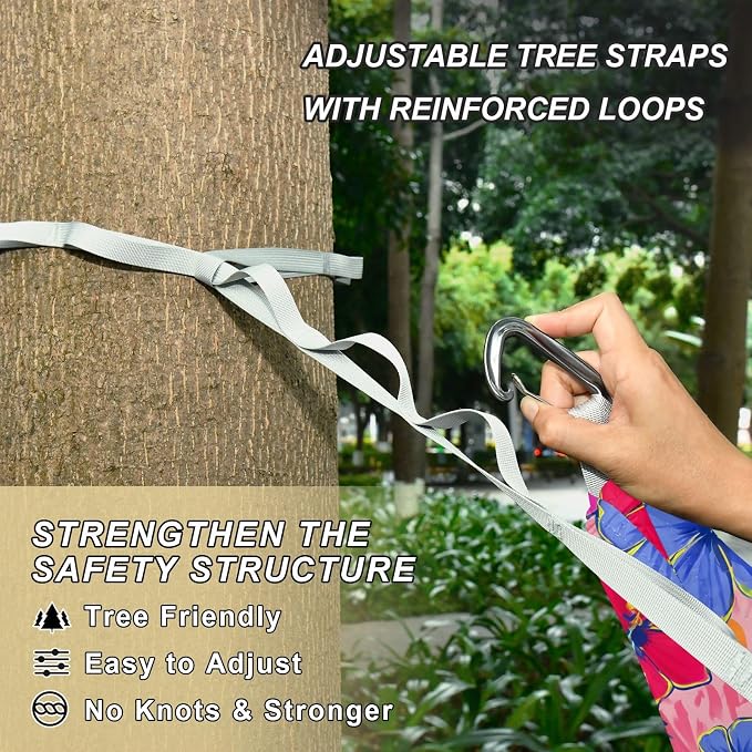 Camping Hammock Outdoor Hammocks for Outside Purple Flower Hibiscus Beach Trees Portable Lightweight with Pockets Tree Straps Indoor