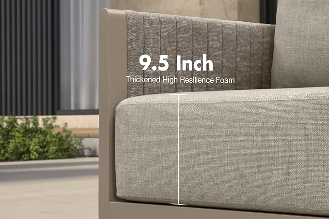 PURPLE LEAF Patio Furniture Set 8 Pieces Outdoor Conversation Sets PP Rope Patio Sofa with Cushions and Table Manual Weaving Deep Seating U Shaped Furniture for Porch Lawn Backyard Beige