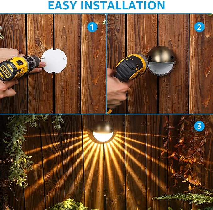 LEONLITE 6-Pack 3000K Unique Rays LED Deck Lights Outdoor Bronze | 12V Low Voltage, Landscape Step Railing Fence Light, Warm White, IP65, Landscape Deck Light for Backyard, Aluminum