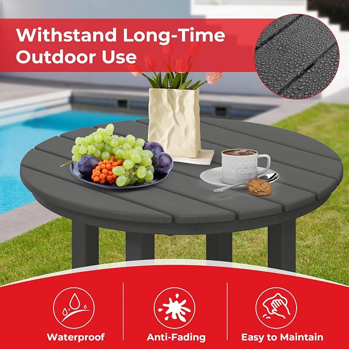 Costaelm Outdoor Bar Table, 37" Counter Height Round Patio Cocktail Bar Table, Patio Bar Table Bistro Dining Table Pub Table for Front Porch Deck, Backyard, Garden, Gray