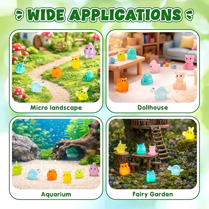 150 Pcs Mystery Bag Mini Resin Animals, Glow in The Dark Blind Bags with Storage Box, Forest Variety Pack, Miniature for DIY Crafts, Micro Landscape Fairy Garden Decor, Party Favors, Gifts (Animals)