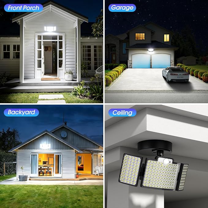 Motion Sensor Outdoor Light Hardwired, 45W 7500LM Security Flood Lights Motion Detector Dusk to Dawn Light, IP65 Waterproof, 220 LEDs Floodlight with Remote Control for Garage, Yard, Porch