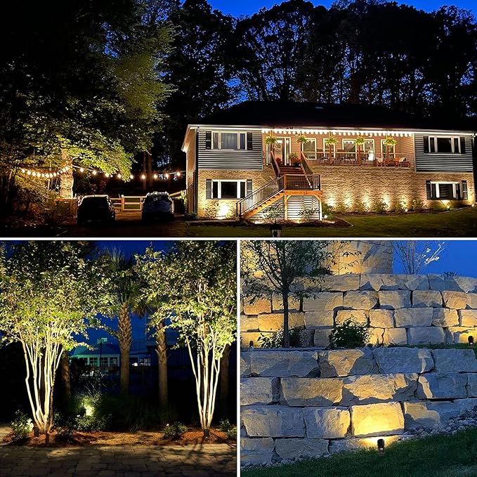 SUNVIE All-in-One Low Voltage Landscape Lighting Kit, Dusk to Dawn, 8 PCS | 3000K LED Low Voltage Landscape Lights, IP65 Waterproof, 3W Aluminum Landscape Spotlights for Yard Garden Tree House