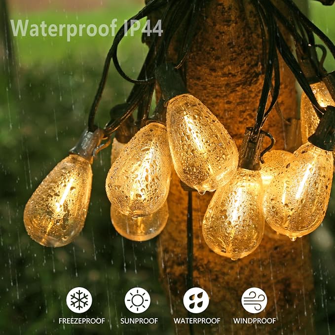 100FT S14 E12 Outdoor String Lights Waterproof Patio 30+1 (1 Spare) bulb | Outside Hanging Shatterproof S14 E12 LED Light Bulb for Parties Porch Garden Fences Backyard Outdoor Indoor