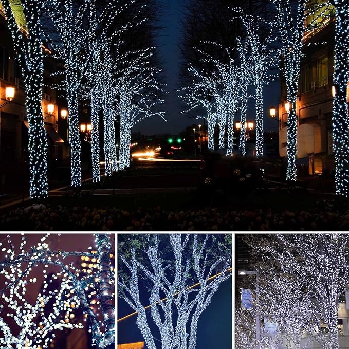 Solar String Lights Outdoor 2 Pack 170FT 480 LED Christmas Light Cool White | 8 Modes, Auto On/Off, Memory Function, Waterproof Solar Twinkle Lights for Outside Xmas Tree Balcony Porch Christmas Decor