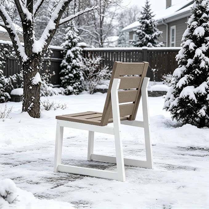 Costaelm Stinson Outdoor Patio HDPE Dining Side Chair, Weathered Wood