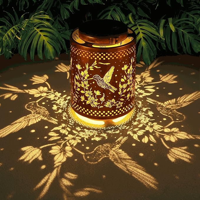 Hummingbird Solar Lanterns Garden Decor Birthday Gifts for Women Mon Grandma Metal Hanging Solar Lights Waterproof Outdoor Decoration for Outside LED Lanterns for Yard Patio Lawn Pathway Landscape | Metal Hanging Solar Lights Waterproof Outdoor Decorat...