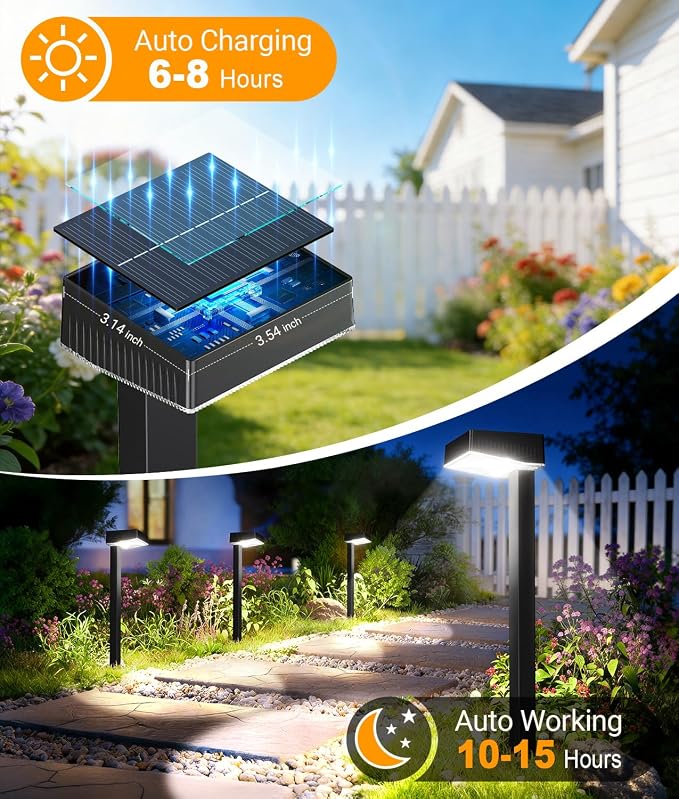 ELECLINK Solar Pathway Lights Outdoor, 12 Pack Garden Lights Solar Powered Path Light with Larger LED Lens, 2 Light Modes Waterproof Outdoor Solar Light for Yard Driveway Walkway Landscape, Cool White