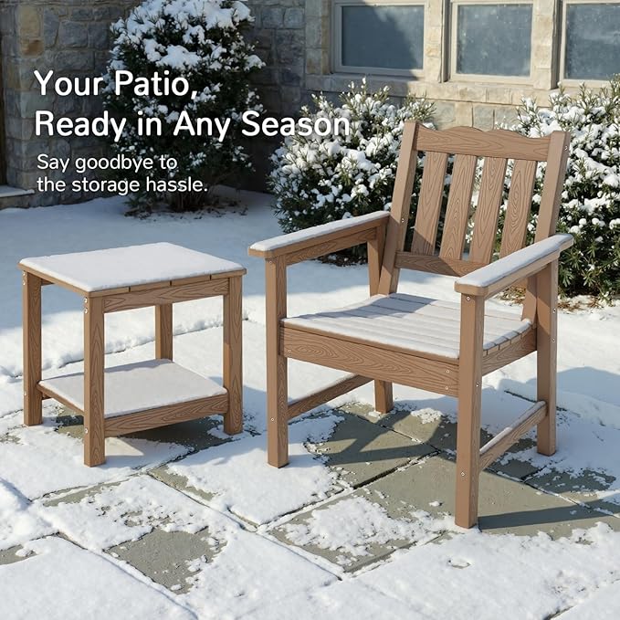 Stoog All-Weather Patio Chairs Set of 2, Oversized Garden Chair with 400 lbs Weight Capacity, Easy to Assemble, Outdoor Chair for Patio, Backyard Deck, Fire Pit & Lawn Porch, Teak