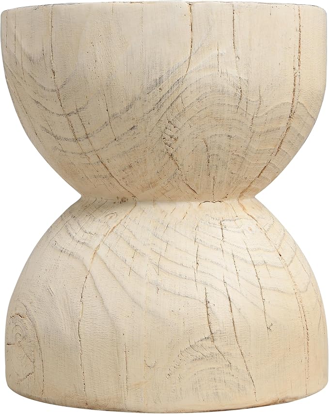 Christopher Knight Home 16.54" H Realistic Wood Vibe MGO Side Table Sculptural Hourglass End Table Indoor Outdoor Living Room Patio Balcony Decor Accent Table