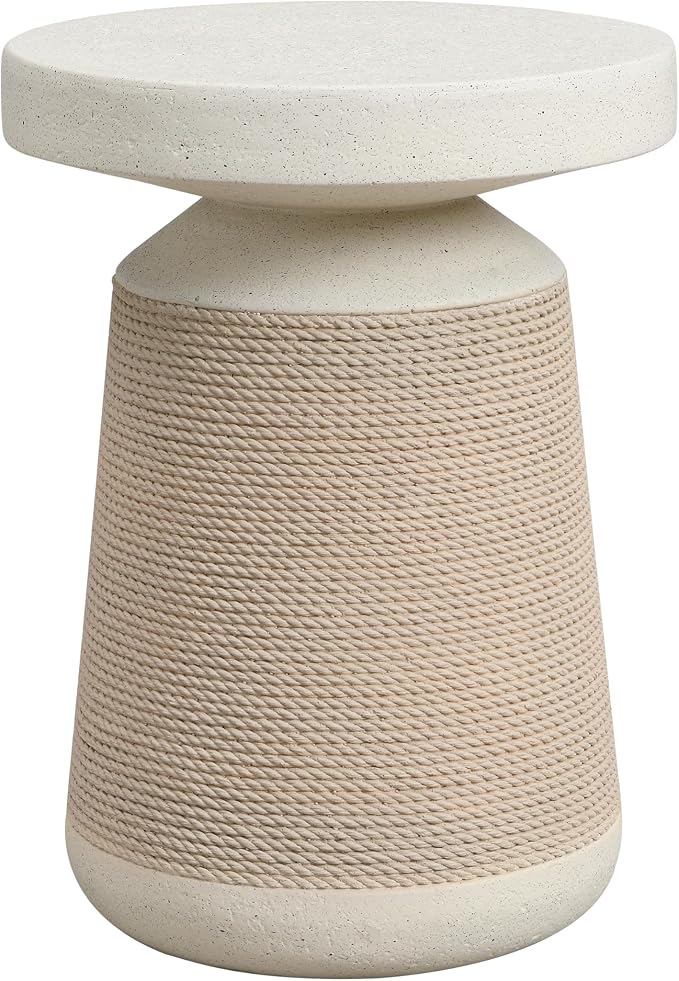 Christopher Knight Home 18.11" H Simulated Rattan and Stone MGO Side Table Sculptural Tapered End Table Indoor Outdoor Living Room Patio Balcony Decor Accent Table, Natural Wood