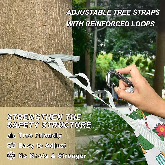 Camping Hammock Outdoor Hammocks for Outside Cute Cactus Beach Trees Portable Lightweight with Pockets Tree Straps Indoor