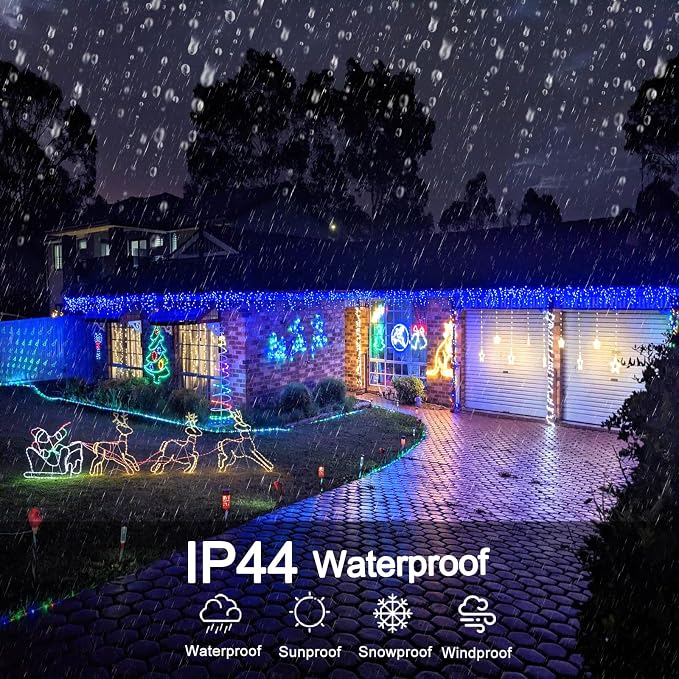 Blue Christmas Lights Outdoor Icicle Lights for Outside House 66ft 640 LED | Twinkle Lights Connectable 8 Modes Timer Plug in Waterproof for Home Holiday Eaves Patio Yard Party Room Xmas Decorations