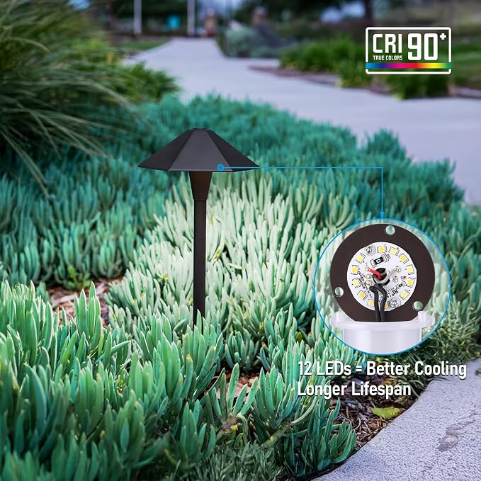 LEONLITE 6-Pack 5CCT Low Voltage LED Pathway Lights, Hexagon Head | 12-24V AC/DC, IP65, Landscape Path Lights, for Walkway Yard Garden, 1800/2700/3000/4000/5000K, Oil Rubbed Bronze, Aluminum
