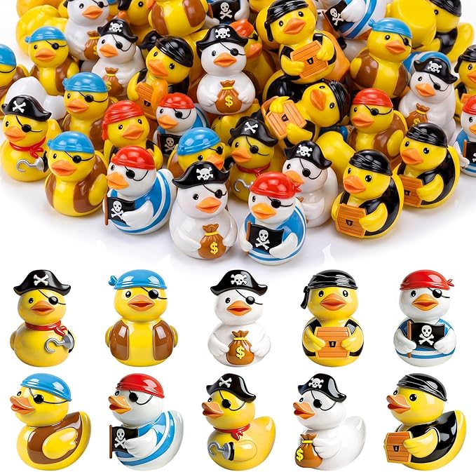 Novabright 100 Pcs Mini Resin Pirate Ducks Tiny Resin Small Ducks Mini Animal Figurines for DIY Cake Craft Garden Landscape Ornament Potted Decoration Birthday Party Supplies