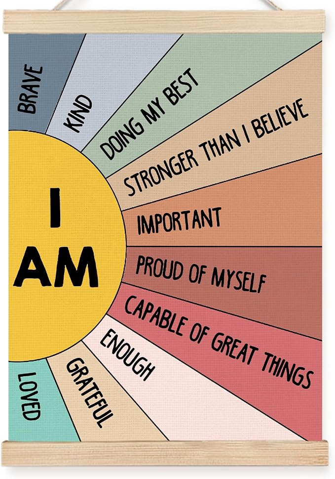 FDHSPAAM Mental Health Positive Affirmations Wall Art Decor, Therapy Office Decor, I Am Brave Motivational Wall Art Posters for Counselor Therapist Office Classroom Homeschool, 12x16 Inch