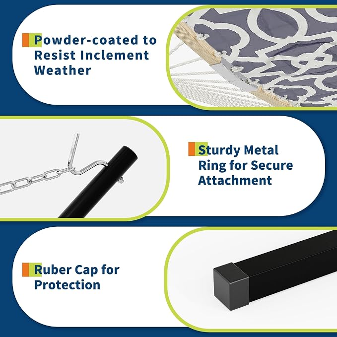 Heavy Duty Double Hammock with Stand & Soft Pillow, 450 LBS Capacity - Padded Portable Hammock for Indoor Outdoor Patio Backyard Garden