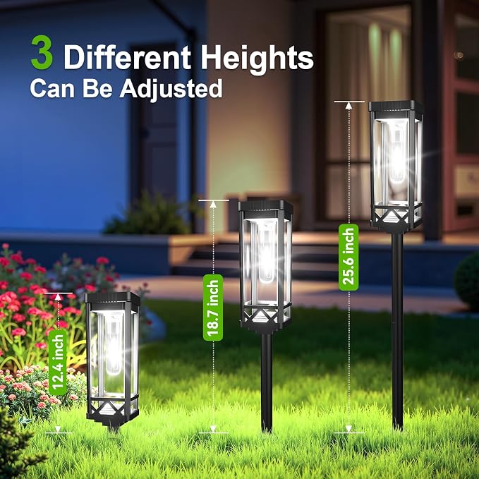 KOOPER Taller Solar Pathway Lights Outdoor, 8 Pack Upgraded Brighter Solar Garden Lights Solar Powered, Up to 15 Hours Outdoor Solar Lights for Yard Landscape Walkway Driveway Sidewalk (Warm White)