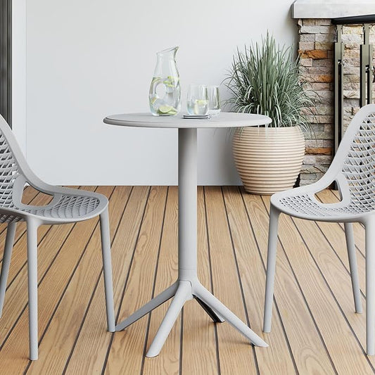 WestinTrends Playa 23.5" Outdoor Polypropylene Resin Round Patio Bistro Dining Table for 2, Gray