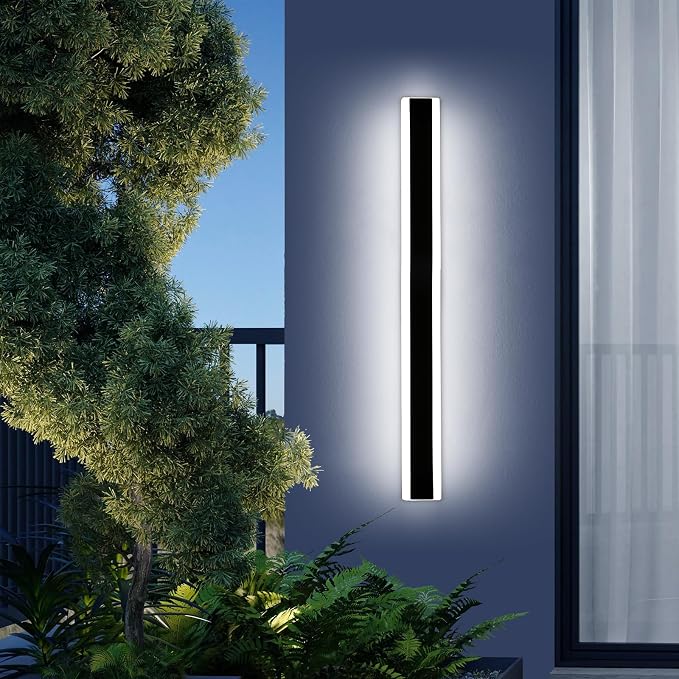 Long Outdoor Wall Light Fixture, 47.2inch Garage Modern Wall Sconce, 6000K Cold White, IP65 Waterproof, White Acrylic, 42W, Minimalist House Exterior Lighting for Patio, Porch, Garden, Fence